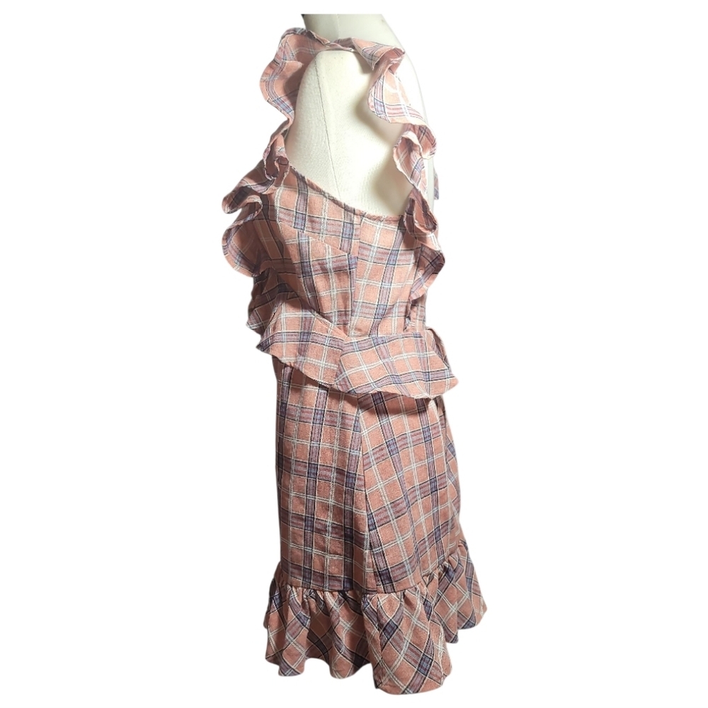 Moon River americana red white blue plaid ruffle prairie dress 8 Med cottagecore - Picture 4 of 5